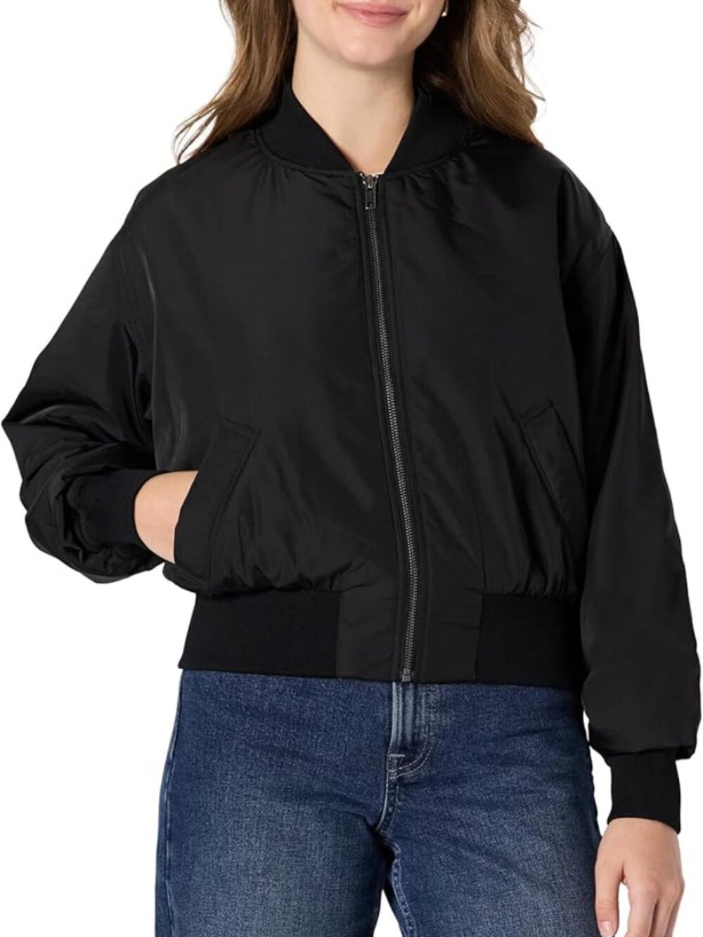 Women's Relaxed-Fit Denim Bomber Jacket
